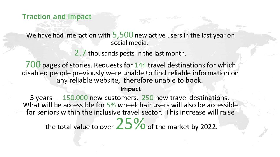 Traction and Impact We have had interaction with 5, 500 new active users in