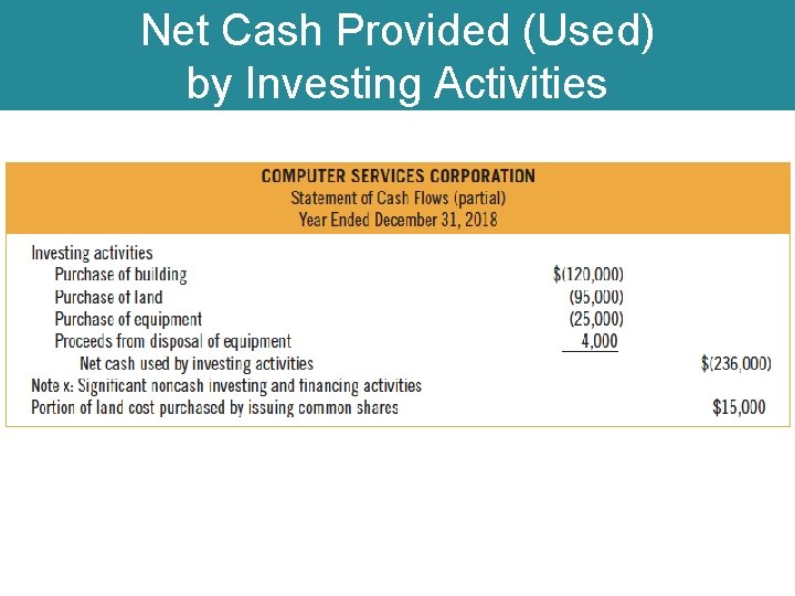 Net Cash Provided (Used) by Investing Activities 