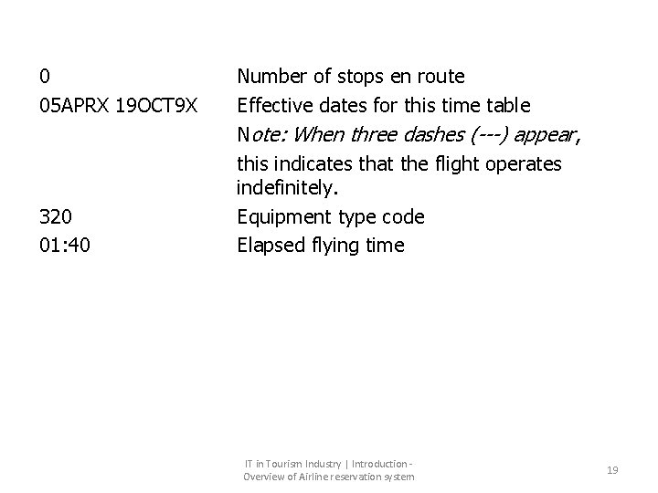 0 05 APRX 19 OCT 9 X 320 01: 40 Number of stops en