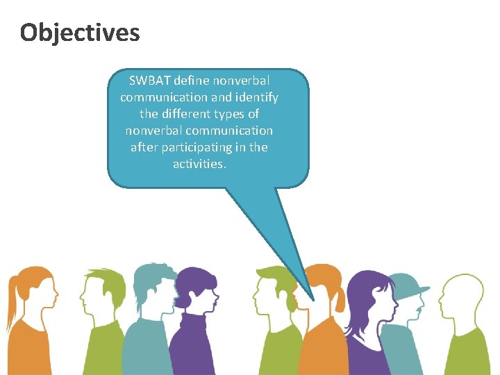 Objectives SWBAT define nonverbal communication and identify the different types of nonverbal communication after