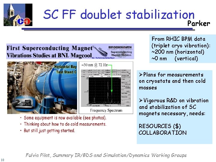 SC FF doublet stabilization Parker From RHIC BPM data (triplet cryo vibration): ~200 nm