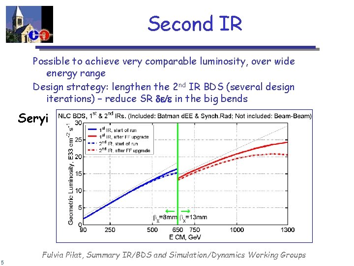 Second IR Possible to achieve very comparable luminosity, over wide energy range Design strategy: