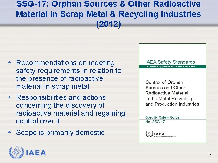 SSG-17: Orphan Sources & Other Radioactive Material in Scrap Metal & Recycling Industries (2012)