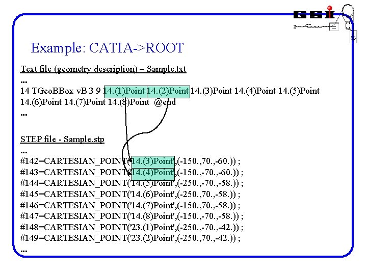 Example: CATIA->ROOT Text file (geometry description) – Sample. txt. . . 14 TGeo. BBox