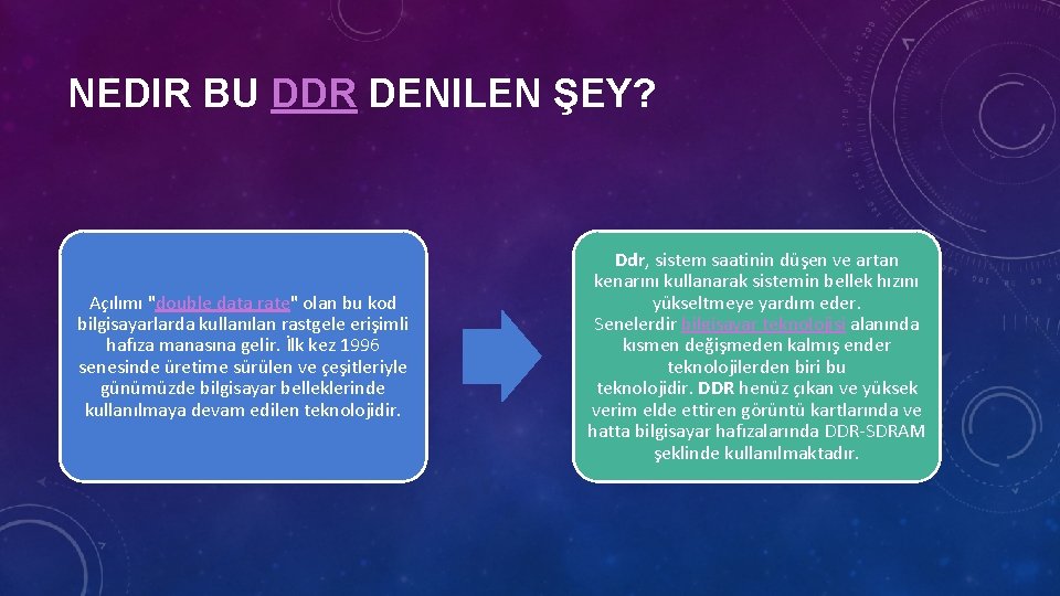 NEDIR BU DDR DENILEN ŞEY? Açılımı "double data rate" olan bu kod bilgisayarlarda kullanılan