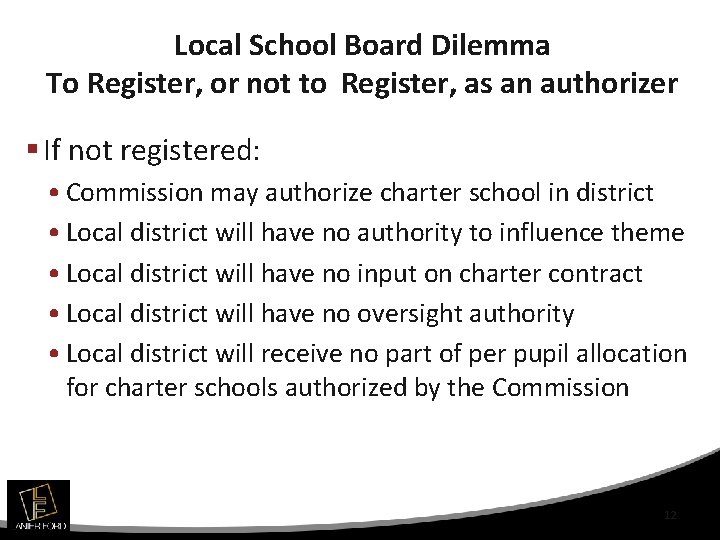 Local School Board Dilemma To Register, or not to Register, as an authorizer §