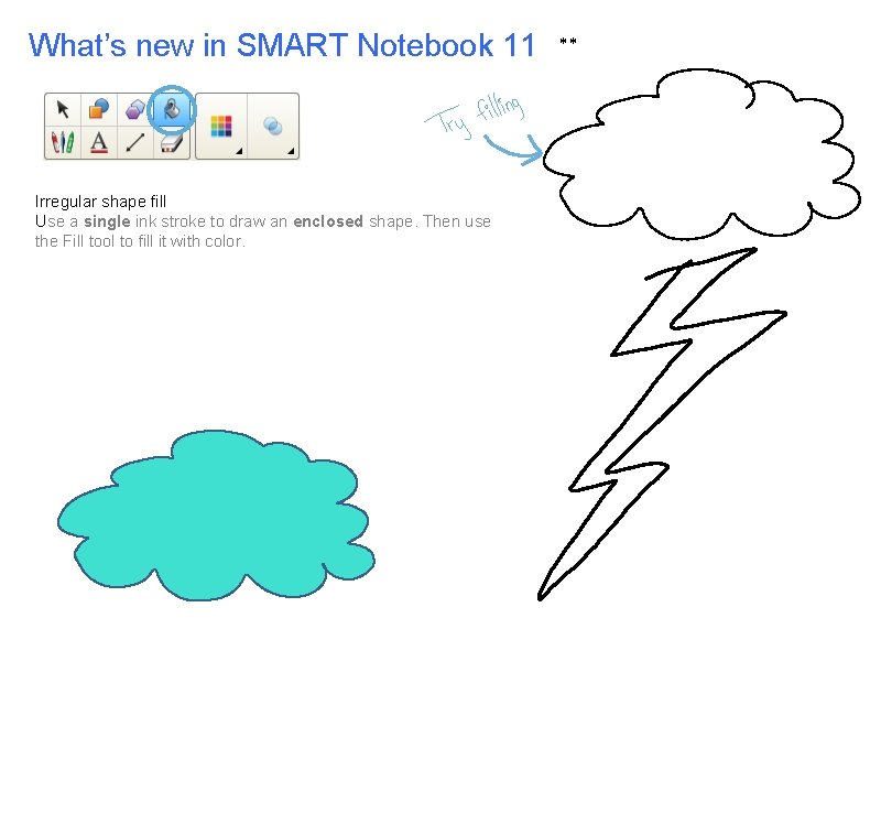 What’s new in SMART Notebook 11 Irregular shape fill Use a single ink stroke