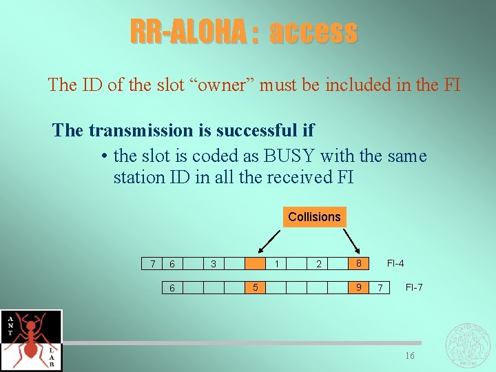 RR-ALOHA : access The ID of the slot “owner” must be included in the