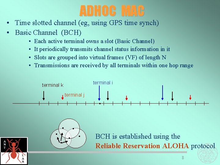 ADHOC MAC • Time slotted channel (eg, using GPS time synch) • Basic Channel