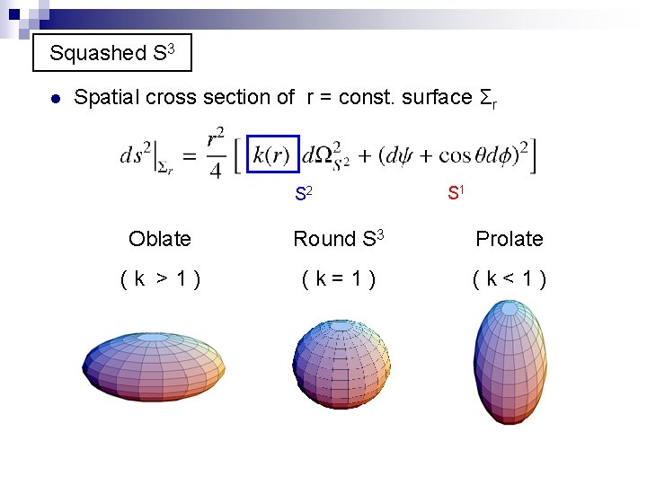 Squashed S 3 l Spatial cross section of r = const. surface Σr S