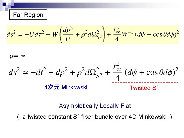 Far Region ρ⇒ ∞ 4次元 Minkowski Twisted S 1 Asymptotically Locally Flat ( a