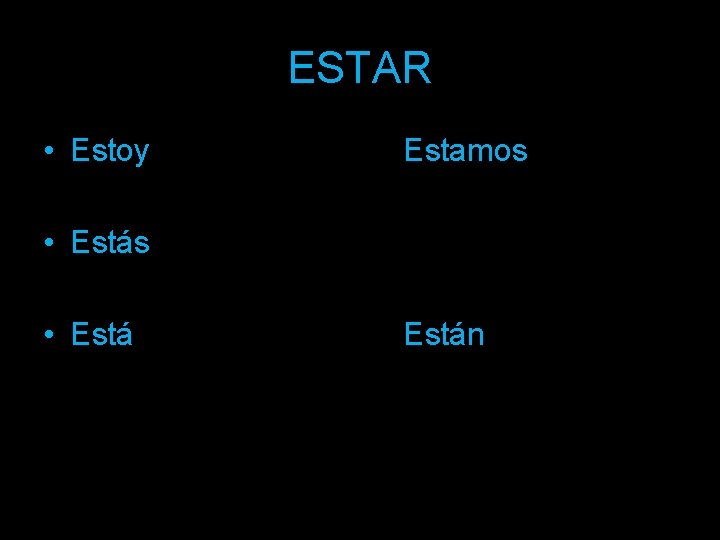 ESTAR • Estoy Estamos • Estás • Están 