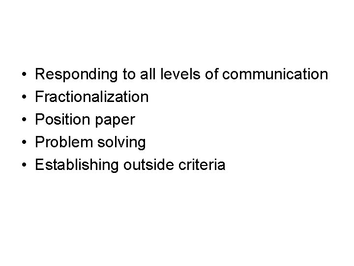  • • • Responding to all levels of communication Fractionalization Position paper Problem