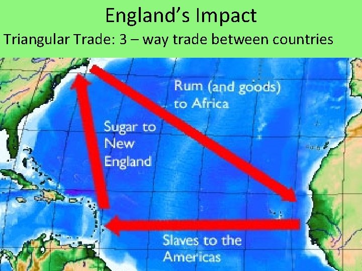 England’s Impact Triangular Trade: 3 – way trade between countries 