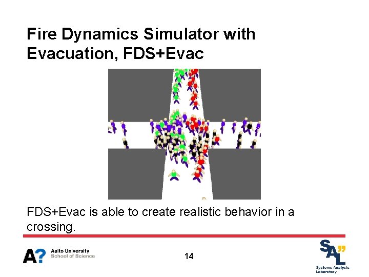 Fire Dynamics Simulator with Evacuation, FDS+Evac is able to create realistic behavior in a