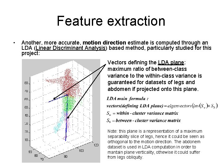 Feature extraction • Another, more accurate, motion direction estimate is computed through an LDA