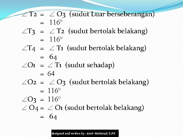  T 2 = = T 3 = = T 4 = = O