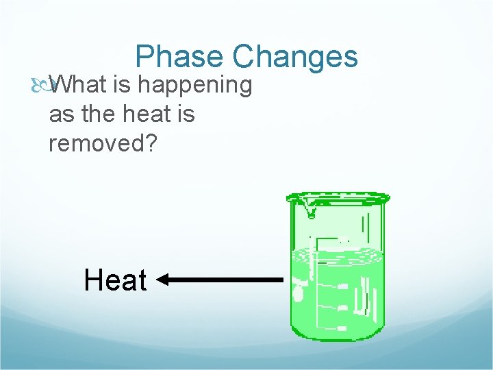 Phase Changes What is happening as the heat is removed? Heat 