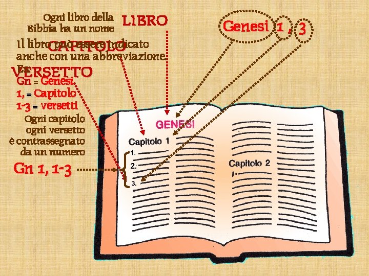 Ogni libro della Bibbia ha un nome LIBRO Il libro. CAPITOLO può essere indicato