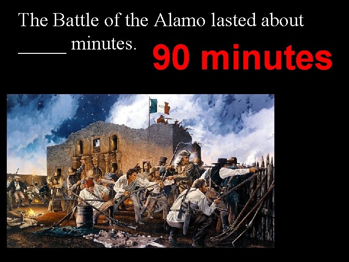 The Battle of the Alamo lasted about _____ minutes. 90 minutes 