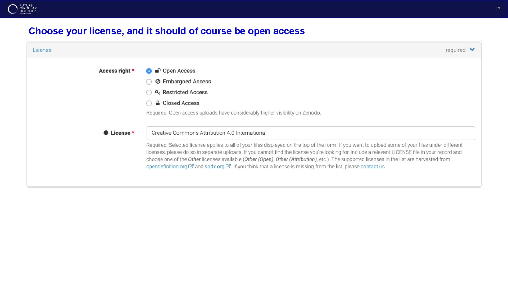 12 Choose your license, and it should of course be open access 