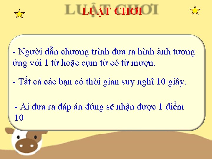 LUẬT CHƠI - Người dẫn chương trình đưa ra hình ảnh tương ứng với