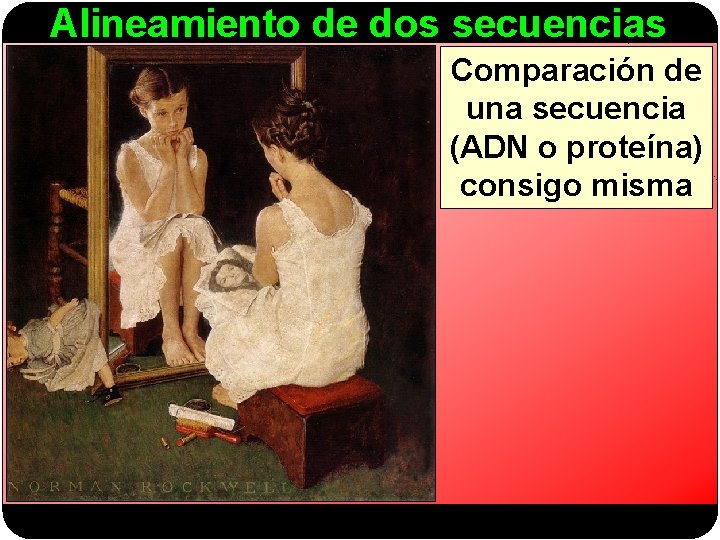 Alineamiento de dos secuencias Comparación de una secuencia (ADN o proteína) consigo misma 
