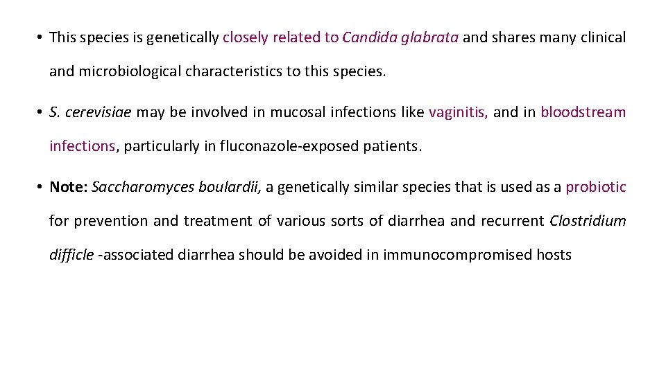  • This species is genetically closely related to Candida glabrata and shares many