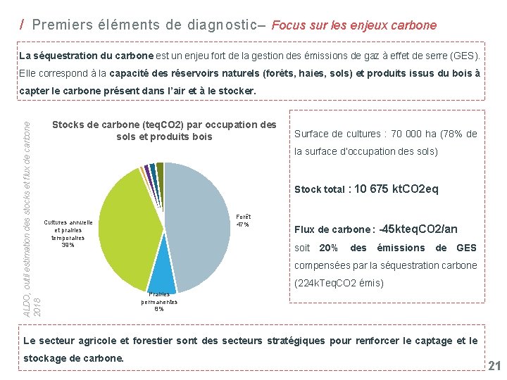 / Premiers éléments de diagnostic– Focus sur les enjeux carbone La séquestration du carbone