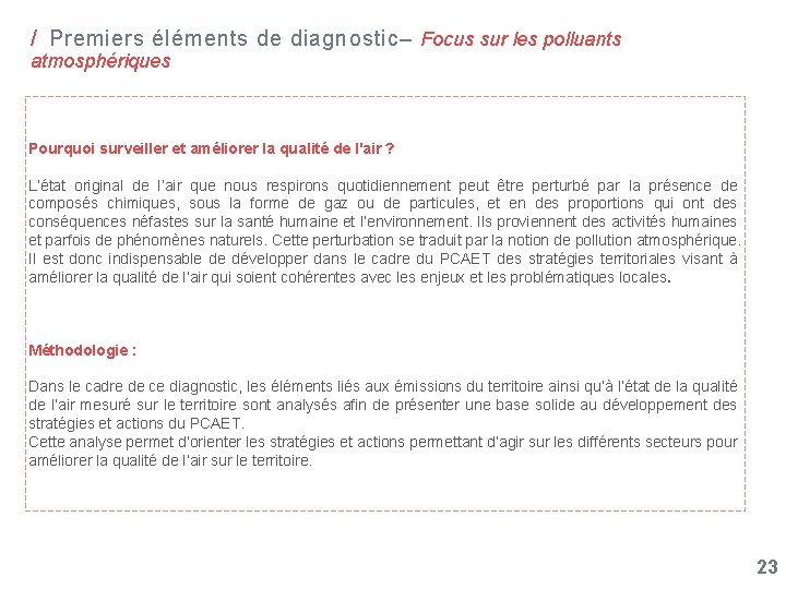 / Premiers éléments de diagnostic– Focus sur les polluants atmosphériques Pourquoi surveiller et améliorer