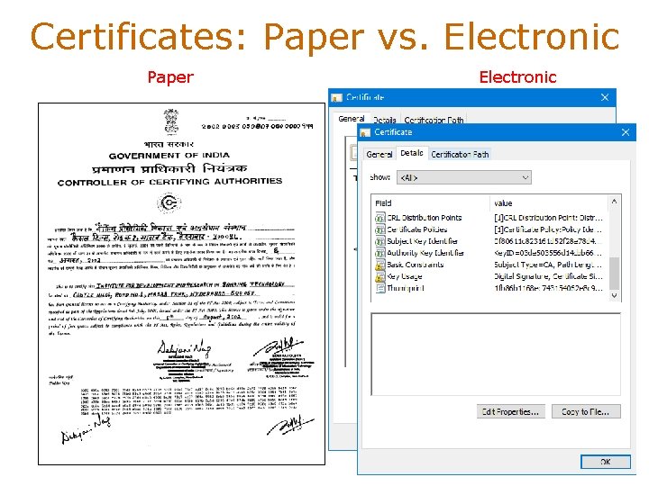 Certificates: Paper vs. Electronic Paper Electronic 