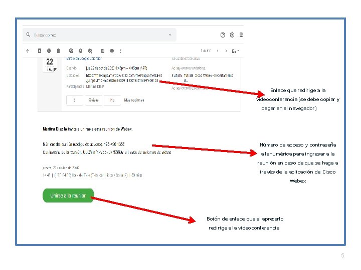 Enlace que redirige a la videoconferencia (se debe copiar y pegar en el navegador)