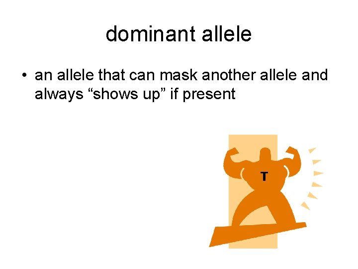 dominant allele • an allele that can mask another allele and always “shows up”