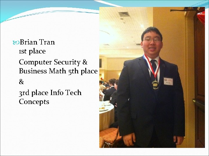  Brian Tran 1 st place Computer Security & Business Math 5 th place