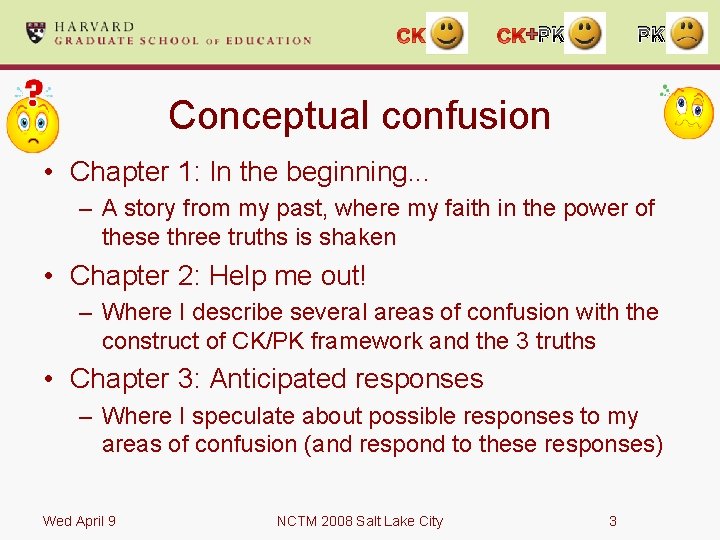 + PK PK Conceptual confusion • Chapter 1: In the beginning. . . –