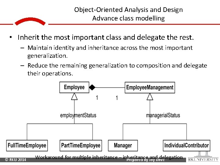 Object-Oriented Analysis and Design Advance class modelling • Inherit the most important class and