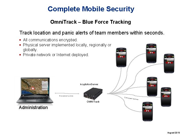 Complete Mobile Security Omni. Track – Blue Force Tracking Track location and panic alerts