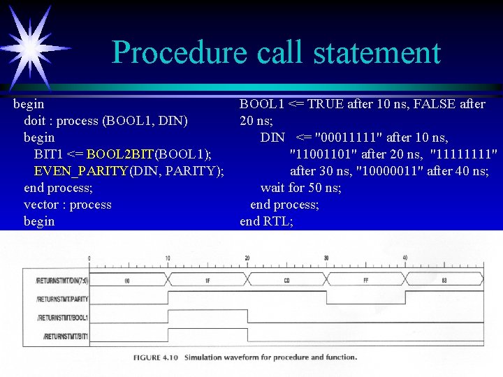 Procedure call statement begin doit : process (BOOL 1, DIN) begin BIT 1 <=