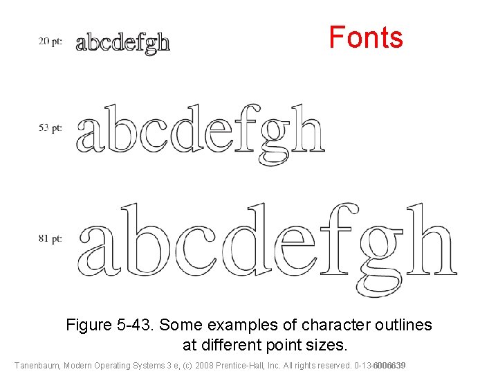 Fonts Figure 5 -43. Some examples of character outlines at different point sizes. Tanenbaum,