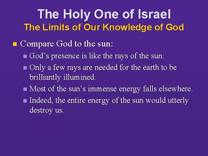 The Holy One of Israel The Limits of Our Knowledge of God n Compare