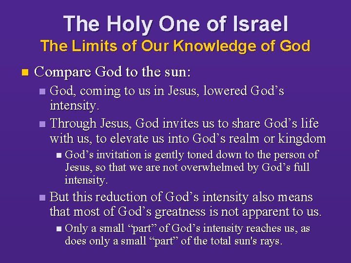 The Holy One of Israel The Limits of Our Knowledge of God n Compare