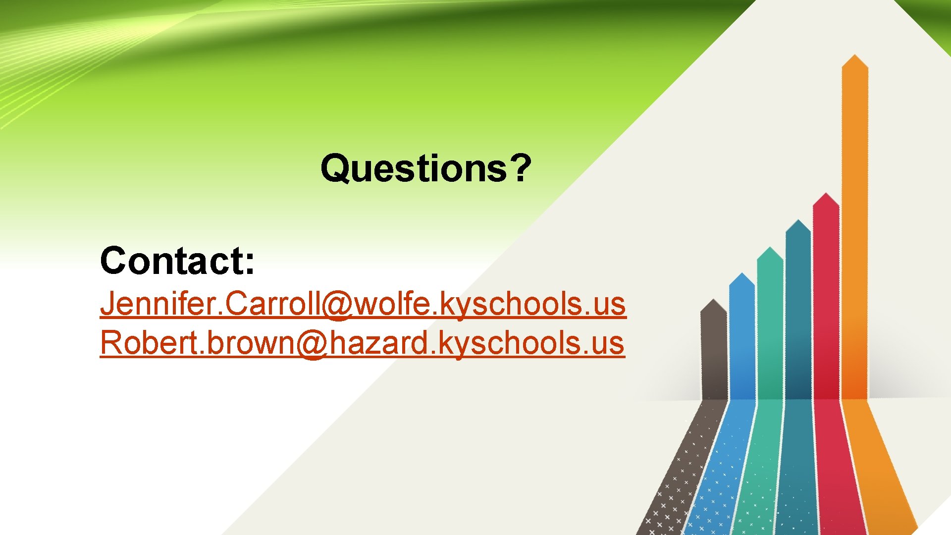 Questions? Contact: Jennifer. Carroll@wolfe. kyschools. us Robert. brown@hazard. kyschools. us 
