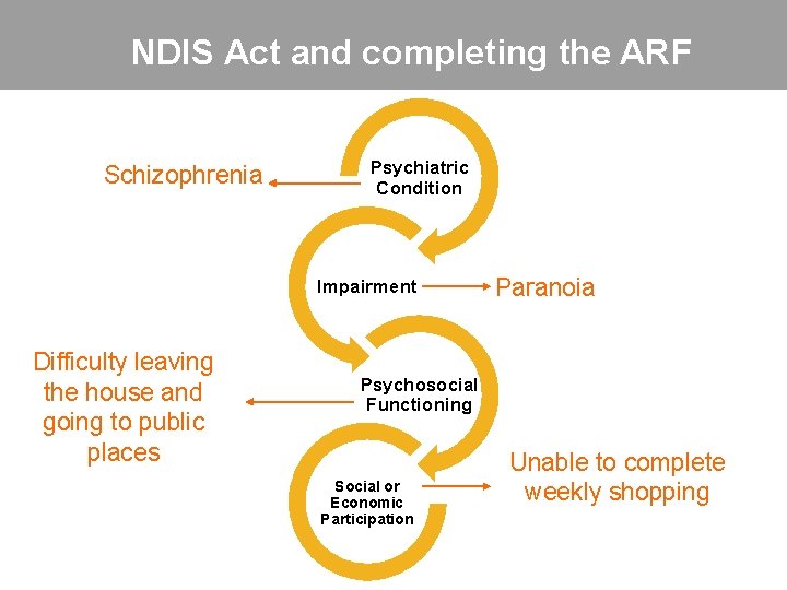 NDIS Act and completing the ARF Schizophrenia Psychiatric Condition Impairment Difficulty leaving the house