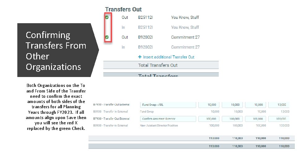 Confirming Transfers From Other Organizations Both Organizations on the To and From Side of