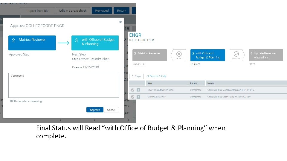 Final Status will Read “with Office of Budget & Planning” when complete. 