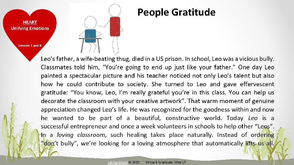 People Gratitude Loving World © 2020 Virtue 5 Gratitude: Slide 17 