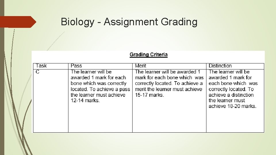 Biology - Assignment Grading 