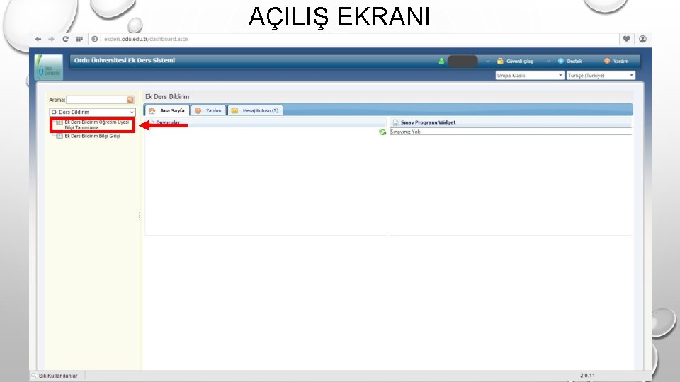 AÇILIŞ EKRANI 