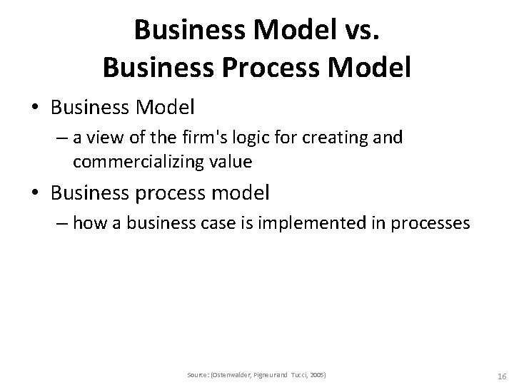 Business Model vs. Business Process Model • Business Model – a view of the Business Model vs. Business Process Model • Business Model – a view of the