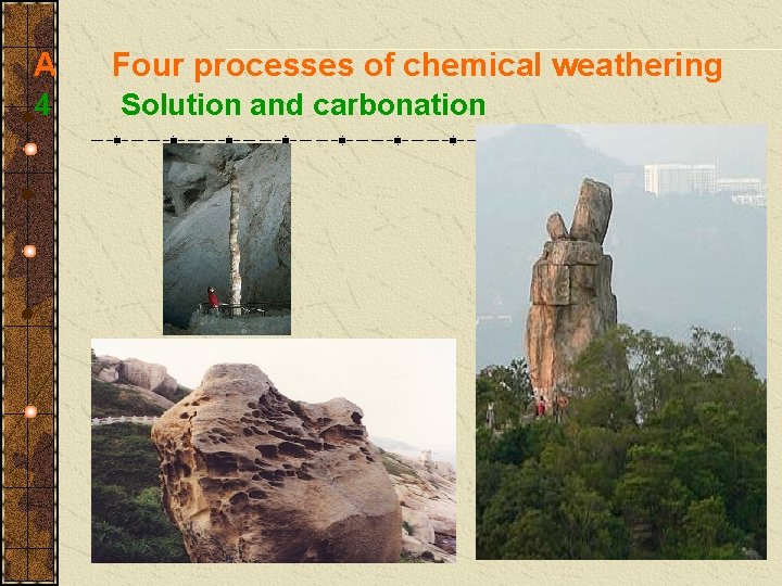 A Four processes of chemical weathering 4 Solution and carbonation 